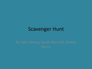 Scavenger Hunt,[object Object],by Jake Storey, Sarah Morrell, Briana Perry,[object Object]