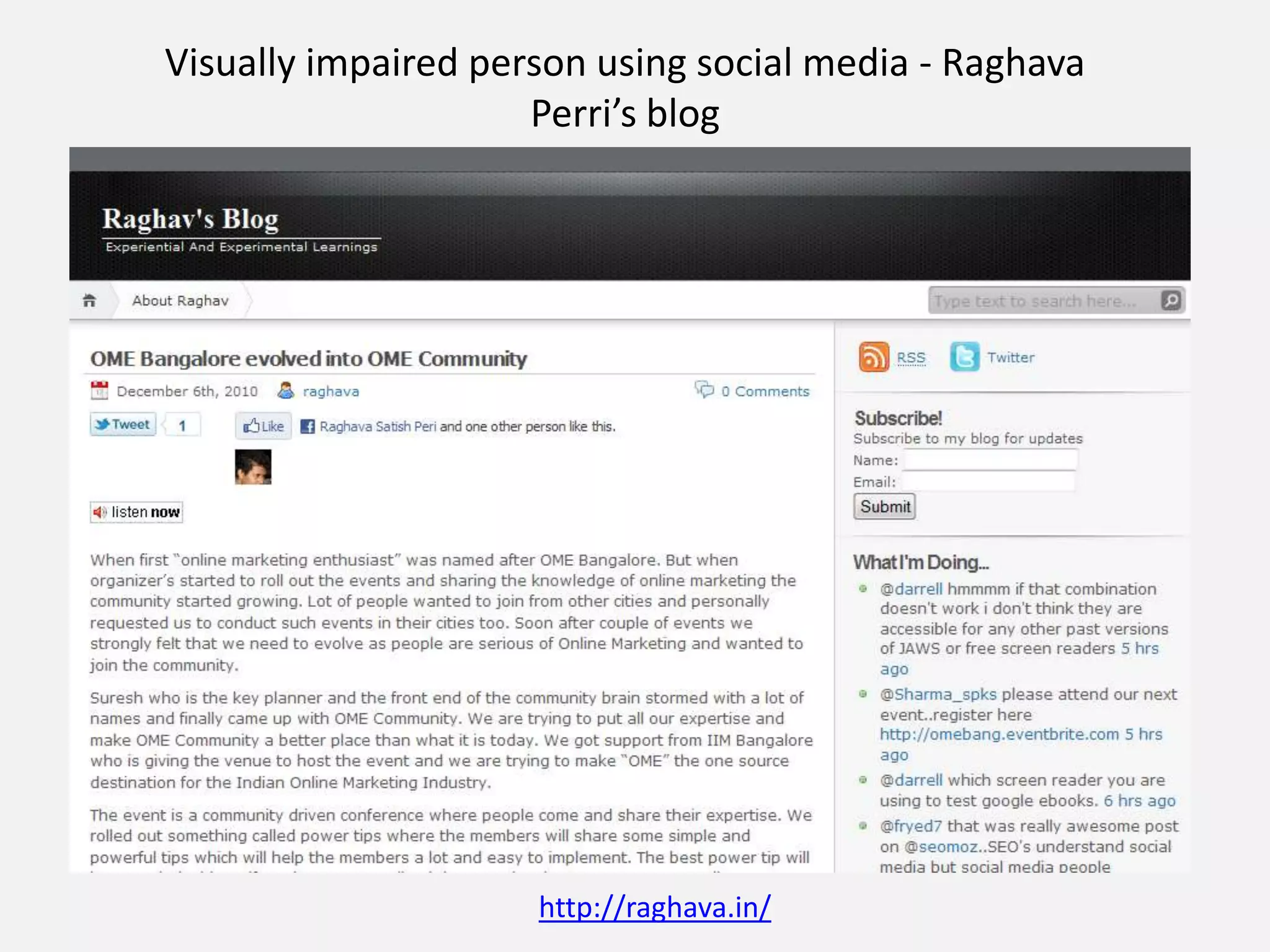 Even after 10 years, blogging has remained a niche online activity in terms of number of users, subjects blogged about, regions to which the users belongWhy?Different groups have different perception of Social Media is:NGO staff think its too technical, mostly intimidated with it -  “I can barely use email” is commonly heard.Academics are dismissive about it – They love books, are slightly angry that ordinary people messed with their privilege of being publishers and writers. Are upset with low quality of most of the blogs written by ‘lay man’; Worried about their copyright infringement.Girls and women are biased against technology, it’s a gender construct they are trapped with.Senior citizens cannot see the fonts: Internet is not old age friendly and also not friendly to differently able people.Artist don’t get how can social media help their art. They too are worried about copyrights.And what does it mean?
