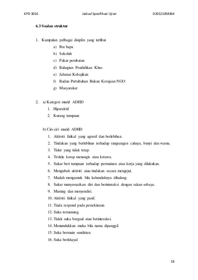 Jadual Spesifikasi Ujian