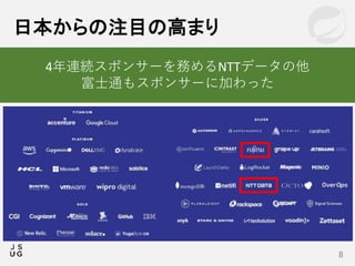 日本からの注目の高まり
8
4年連続スポンサーを務めるNTTデータの他
富士通もスポンサーに加わった
 