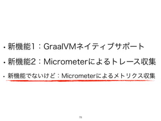 w৽‫ػ‬ೳɿ(SBBM7.ωΠςΟϒαϙʔτ
w৽‫ػ‬ೳɿ.JDSPNFUFSʹΑΔτϨʔεऩू
w ৽‫ػ‬ೳͰͳ͍͚Ͳɿ.JDSPNFUFSʹΑΔϝτϦΫεऩू
78
 