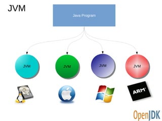 Java Program 
JVM 
JJVVMM JJVVMM JJVVMM JJVVMM 
 