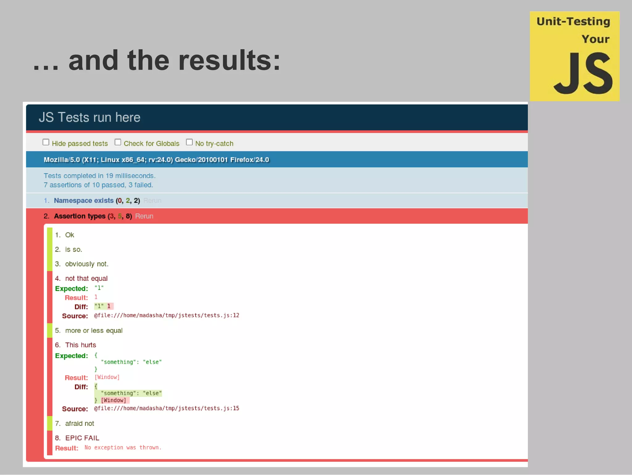 … and the results:
 