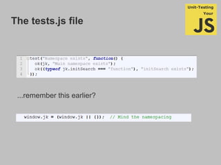 The tests.js file
...remember this earlier?
 
