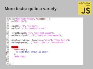 More tests: quite a variety
 
