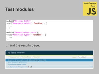 Test modules
... and the results page:
 