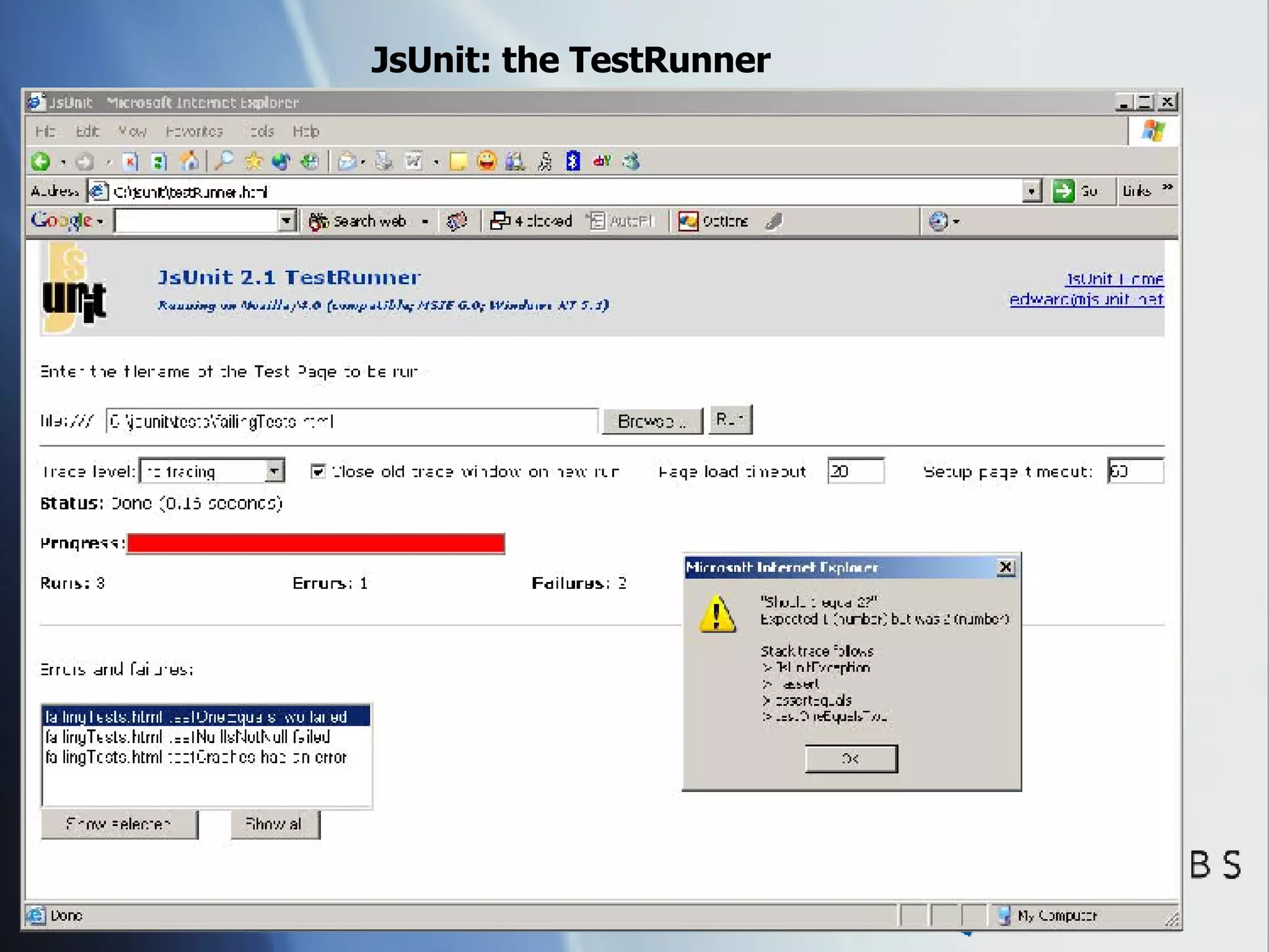 JsUnit: the TestRunner 