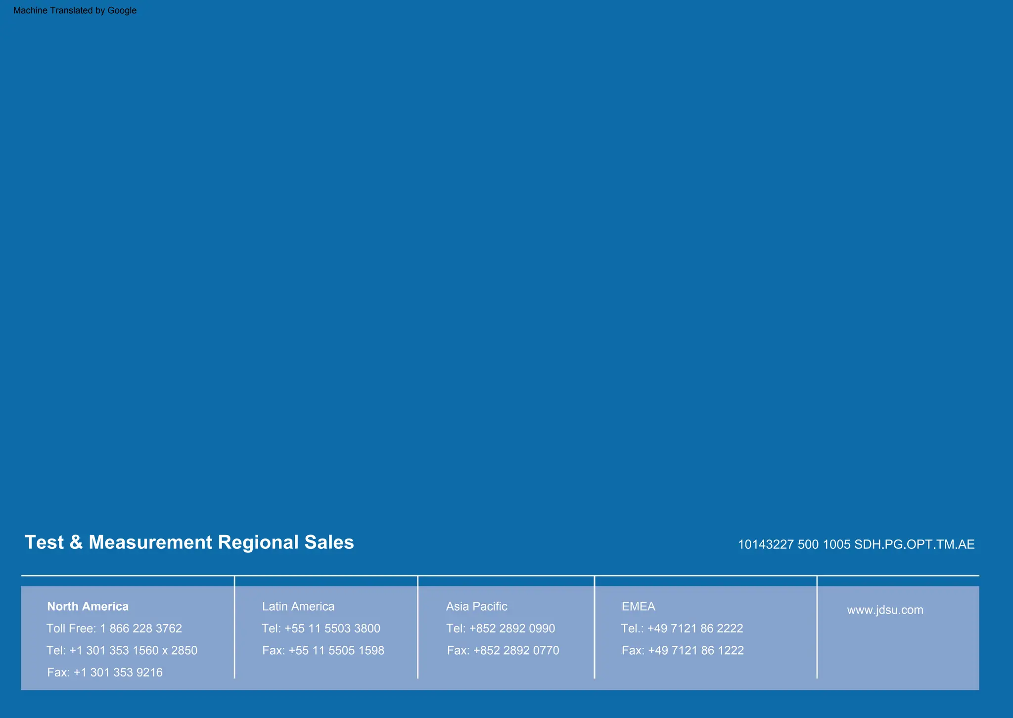 10143227 500 1005 SDH.PG.OPT.TM.AE
Test & Measurement Regional Sales
Tel: +55 11 5503 3800
Latin America
Fax: +55 11 5505 1598
EMEA
Tel.: +49 7121 86 2222
Fax: +49 7121 86 1222
Tel: +1 301 353 1560 x 2850
Fax: +1 301 353 9216
Toll Free: 1 866 228 3762
North America www.jdsu.com
Fax: +852 2892 0770
Tel: +852 2892 0990
Asia Pacific
Machine Translated by Google
 