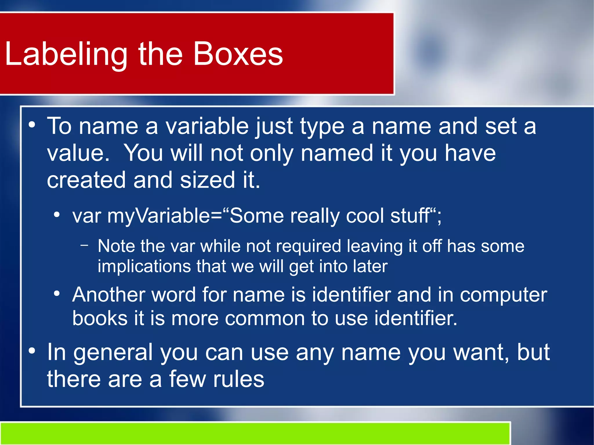 JavaScript Variables | PPT