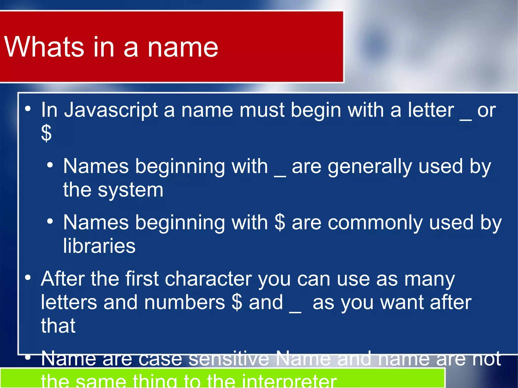 JavaScript Variables | PPT