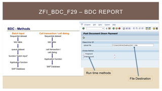ZFI_BDC_F29 – BDC REPORT
File Destination
Run time methods
 