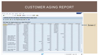 CUSTOMER AGING REPORT
Screen 2
 