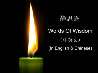 静思语 Words Of Wisdom （中英文） (In English & Chinese) 