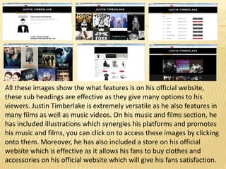 Website Analysis - Justin Timberlake | PPTX