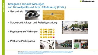 11
www.oeko.de
Kategorien sozialer Wirkungen
von Umweltpolitik und ihrer Unterlassung (Forts.)
● Sorgearbeit, Alltags- und...