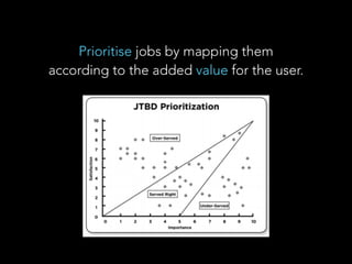 Prioritise jobs by mapping them 
according to the added value for the user.
 