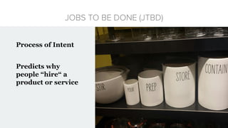 Process of Intent
Predicts why
people “hire“ a
product or service
 