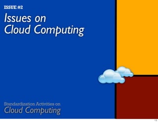 ISSUE #2

Issues on
Cloud Computing




Standardization Activities on
Cloud Computing
 