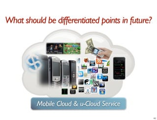 What should be differentiated points in future?




          Mobile Cloud & u-Cloud Service
 