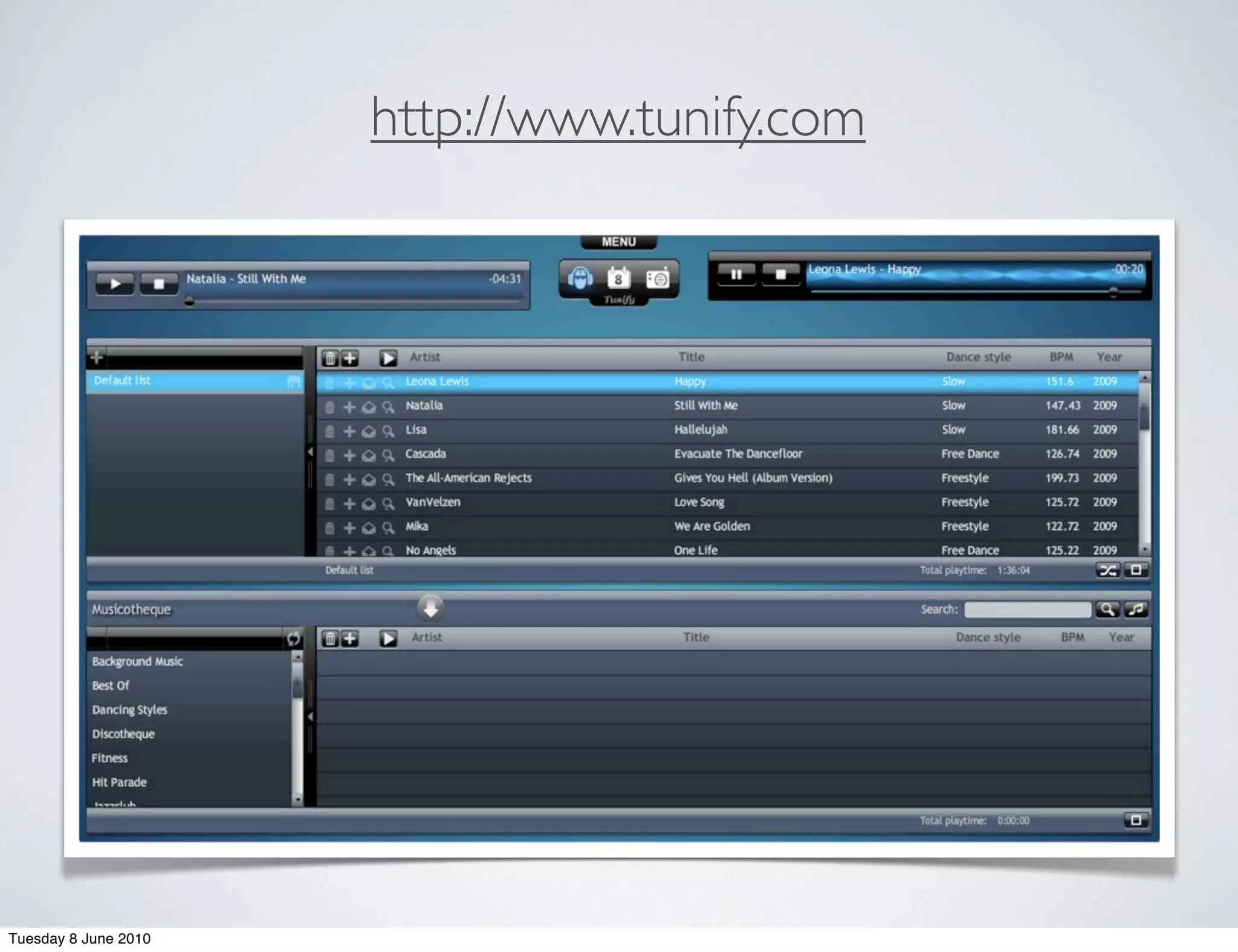 http://www.tunify.com




Tuesday 8 June 2010
 