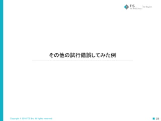 Copyright © 2016 TIS Inc. All rights reserved. 23
その他の試行錯誤してみた例
 