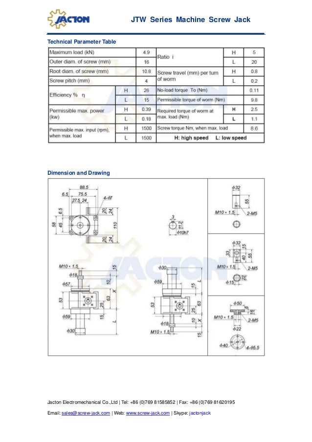 Jtm5 machine screw jack, self locking of worm gears drive, precision