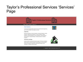 Taylor’s Professional Services ‘Services’
Page
 