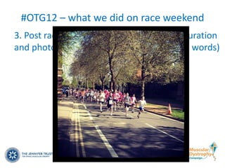 #OTG12 – what we did on race weekend
3. Post race – email, thanking (yes again), curation
and photo sharing (a picture is worth 1,000 words)
 