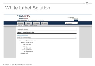 28 | Lunch & Learn – August 7, 2014 | © Stamats 2014
White Label Solution
 