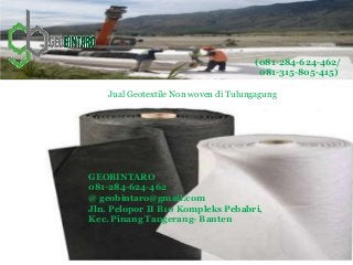 Jual Geotextile Non woven di Tulungagung
(081-284-624-462/
081-315-805-415)
GEOBINTARO
081-284-624-462
@ geobintaro@gmail.com
Jln. Pelopor II B10 Kompleks Pebabri,
Kec. Pinang Tangerang- Banten
 