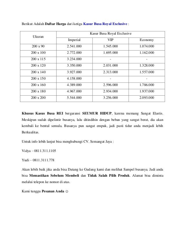 0811-311-1105 Jual Kasur Busa Royal Exclusive Surabaya