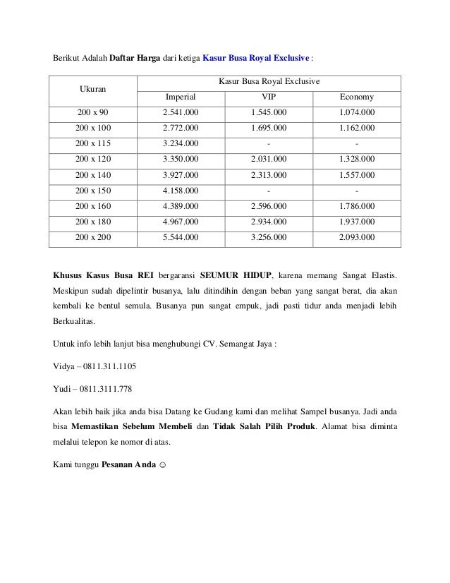 0811 311 1105 Harga Kasur Busa Royal Exclusive 0811 311 1105 Harga Kasur Busa Royal Exclusive
