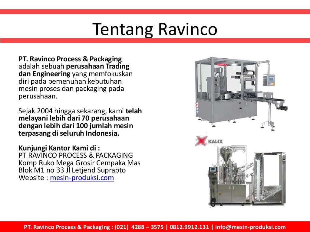 Jual Mesin Filling Untuk Industri Kosmetik dan Lainnya PT. Ravinco