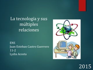 La tecnología y sus
múltiples
relaciones
ENS
Juan Esteban Castro Guerrero
11-2
Lydia Acosta
2015
 