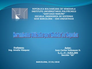 Autor:
Juan Carlos Velásquez D.
C. I. : V - 9.821.694
Sección “SS”
BARCELONA, 27/01/2018
Profesora:
Ing. Amelia Vásquez
 