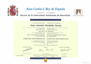 Título Licenciatura Ciencias Informáticas por la UAB
