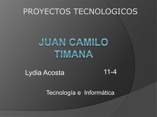 Lydia Acosta 11-4
PROYECTOS TECNOLOGICOS
Tecnología e Informática
 