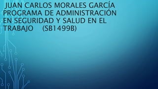 JUAN CARLOS MORALES GARCÍA
PROGRAMA DE ADMINISTRACIÓN
EN SEGURIDAD Y SALUD EN EL
TRABAJO (SB1499B)
 