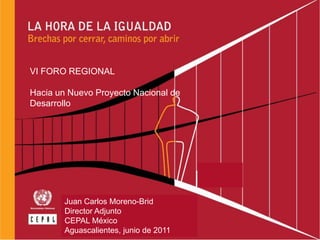 VI FORO REGIONAL Hacia un Nuevo Proyecto Nacional de Desarrollo Juan Carlos Moreno-Brid Director Adjunto CEPAL México Aguascalientes, junio de 2011 