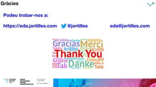 Gràcies
https://eda.jortilles.com @jortilles eda@jortilles.com
Podeu trobar-nos a:
 