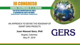 AN APPROACH TO DEFINE THE ROADMAP OF
SMART GRID PROJECTS
Juan Manuel Gers, PhD
Bogotá, Colombia
May 5th, 2016
 