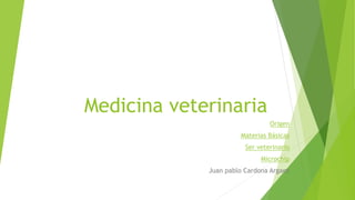 Medicina veterinaria
Origen
Materias Básicas
Ser veterinario
Microchip
Juan pablo Cardona Argaez
 