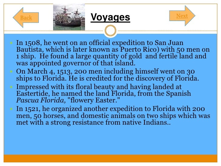 Juan Ponce De Leon Route / Ponce de leon's quest for the fountain of