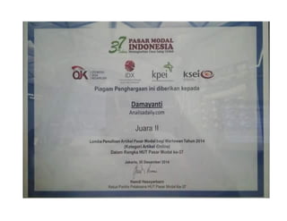 Juara 2 Pasar Modal 