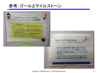 参考：ゴールとマイルストーン
Copyright © 2015OGIS-RI Co., Ltd. All Rights Reserved. 27
 