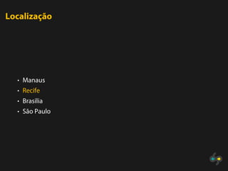 Localização




  • Manaus
  • Recife
  • Brasilia
  • São Paulo
 
