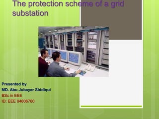 The protection scheme of a grid
substation
Presented by
MD. Abu Jubayer Siddiqui
BSc in EEE
ID: EEE 04606760
 