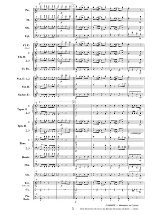 FUNARTE — Ministério da Cultura
5 Série Repertório de Ouro das Bandas de Música do Brasil — Jubileu
Pic.
Fl.
Ob.
Fgt.
Cl. E
(Req.)
1
2, 3
Cl. Bx.
Sxa. E 1, 2
Sxt. B
Sx.bar. E
1
2, 3
1
2, 3
1
2, 3
Bomb.
Tba.
Cb.
Tec.
bells, xilo
Cx.
Pts.
Bmb.
Cls. B
Trpas. F
Tpts. B
Tbns.
25
2
25
25
25
25
25
25
25
25
25
25
25 2
25
25
25
25
25
25
25
25
25
25
25
27
27
5
JUBILEU PARTITURA 7.0:Funarte Hino Nacional 09.05.08 19:59 Page 5
 