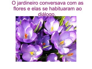 O jardineiro conversava com as
flores e elas se habituaram ao
diálogo.

 