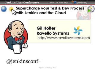 Jenkins User Conference Israel , 06 June 2013 #jenkinsconf
Supercharge your Test & Dev Process
with Jenkins and the Cloud
Gil Hoffer
Ravello Systems
http://www.ravellosystems.com
@jenkinsconf
Ravello Systems | 2013
 